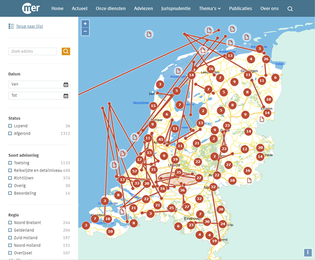Projecten zoeken op een kaart