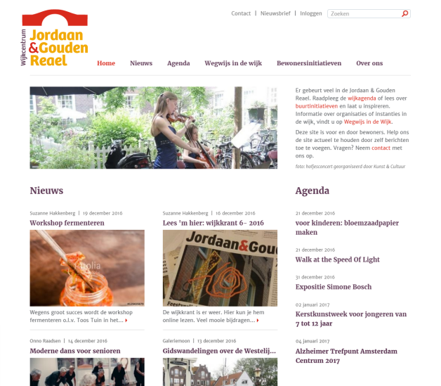 Homepage wijkcentrum Jordaan en Gouden Reael