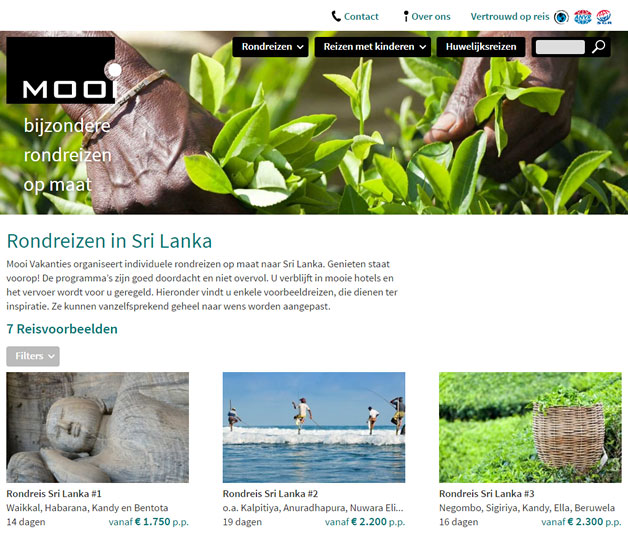 Overzicht van voorbeeldreizen per land en thema