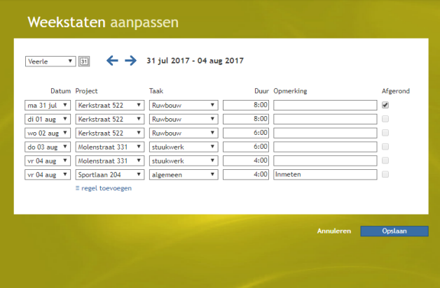 Gewerkte uren zelf invullen