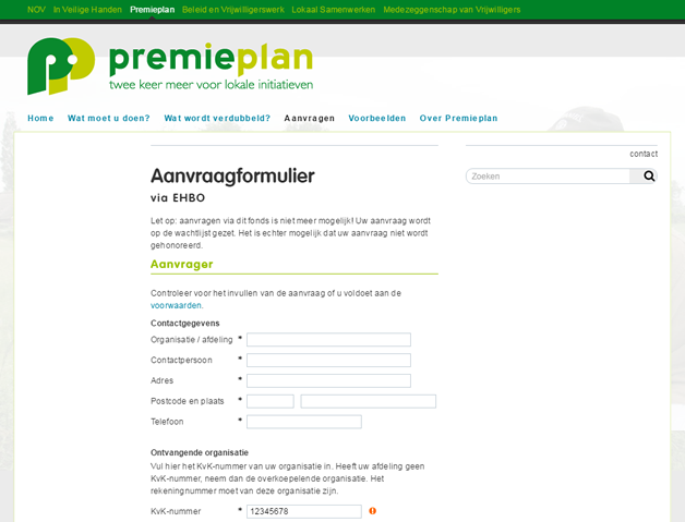 Aanvraagformulier Premieplan