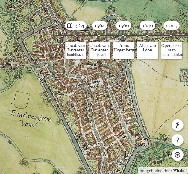 Schermafbeelding met hoofdkaart van Utrecht van Jacob van Deventer