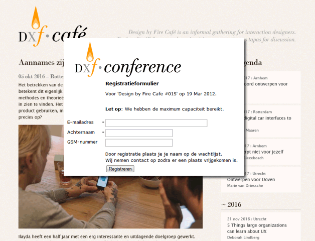 Ycket registratieformulier