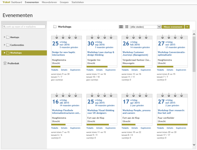 Overzicht van evenementen in Ycket